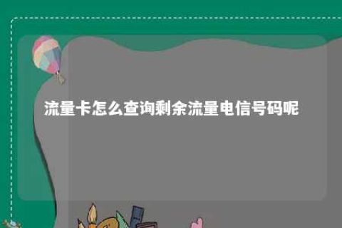 流量卡怎么盘问剩余流量电信号码呢