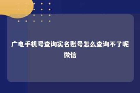 广电手机号盘问实名账号怎么盘问不了呢微信