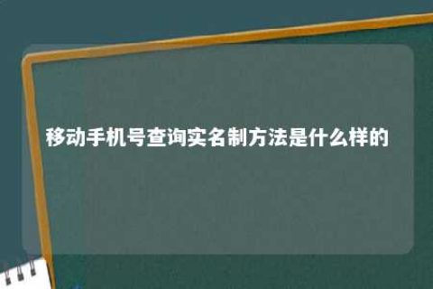 移下手机号盘问实名制要领是什么样的