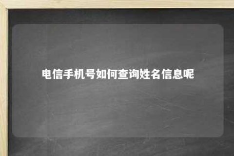 电信手机号怎样盘问姓名信息呢